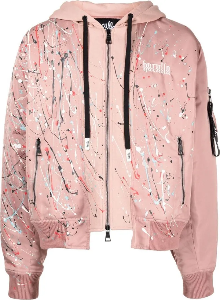 Graphic-Print Hooded Bomber-Jacket