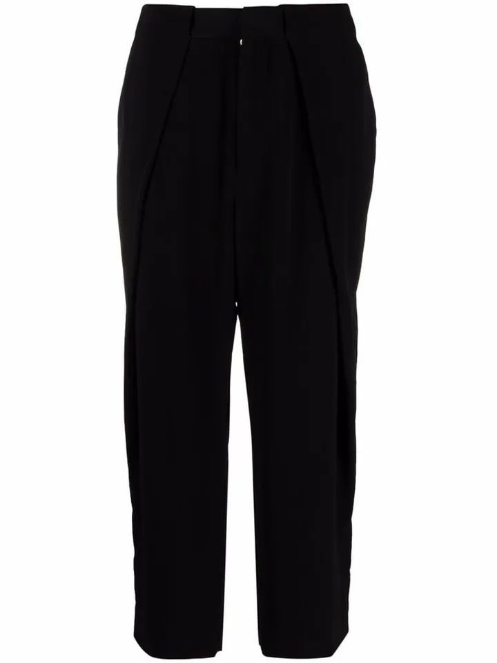 Cropped Straight-Leg Crepe Trousers