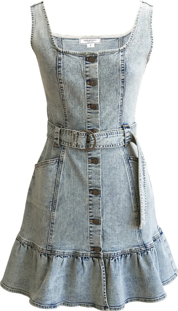 Belle & Bloom - Rendezvous Denim Mini Dress - Stonewash