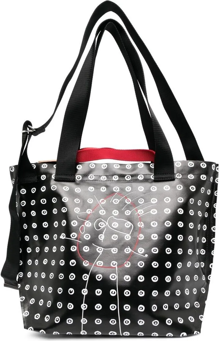 Graphic-Print Leather Tote Bag