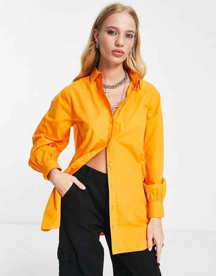 Only oversized shirt in bright orange