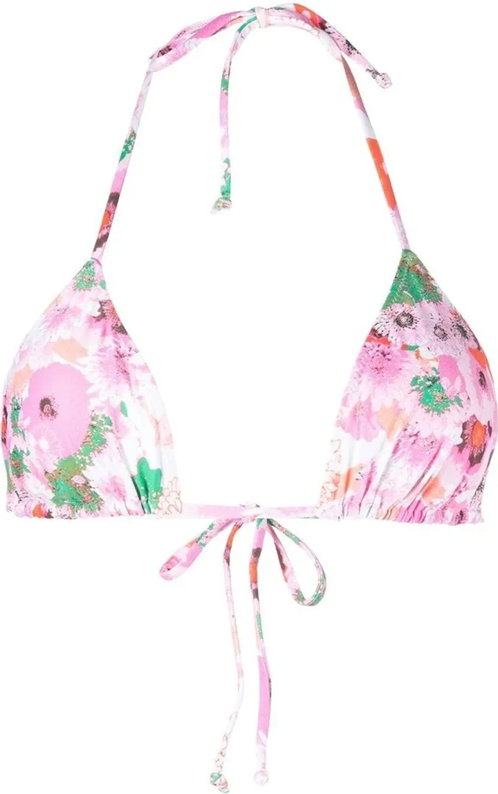 Floral-Print String Bikini Top