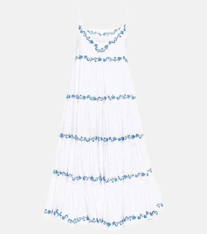 Katrina embroidered poplin midi dress
