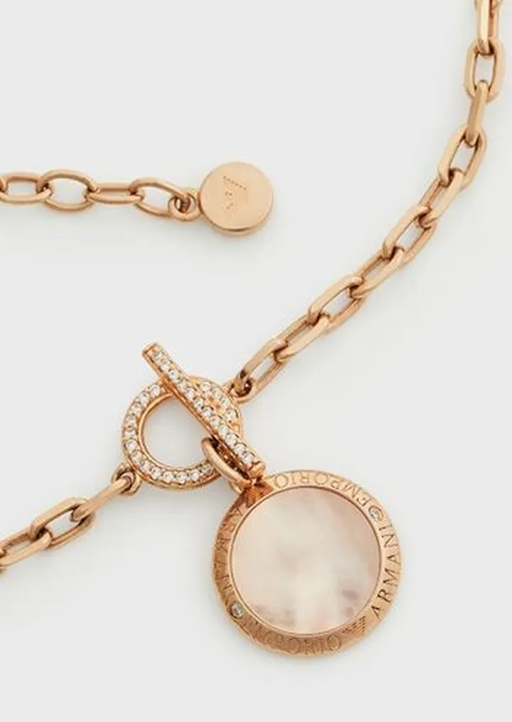 Peach Mother of Pearl Chain Bracelet
