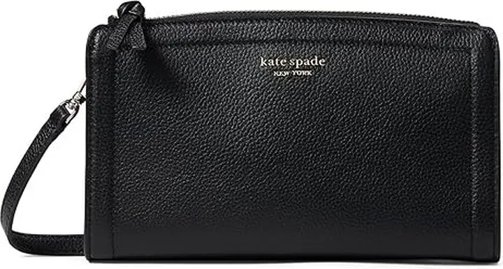 Kate Spade New York Knott Pebbled Leather Small Crossbody (Black) Cross Body Handbags