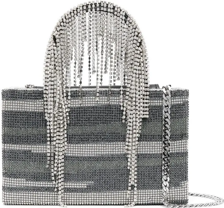 Crystal-Embellished Fringe Tote Bag