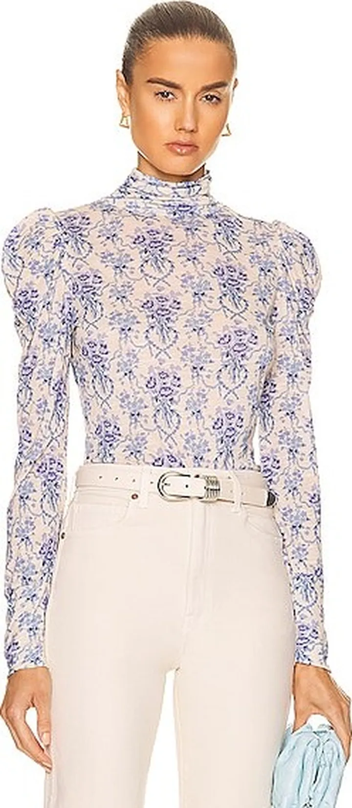 LoveShackFancy Vienna Turtleneck Top in Baby Blue