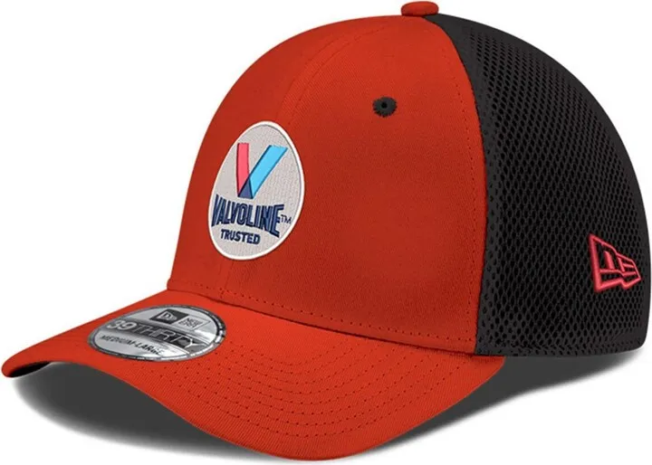 Men's New Era Scarlet Kyle Larson Valvoline Neo 39THIRTY Flex Hat