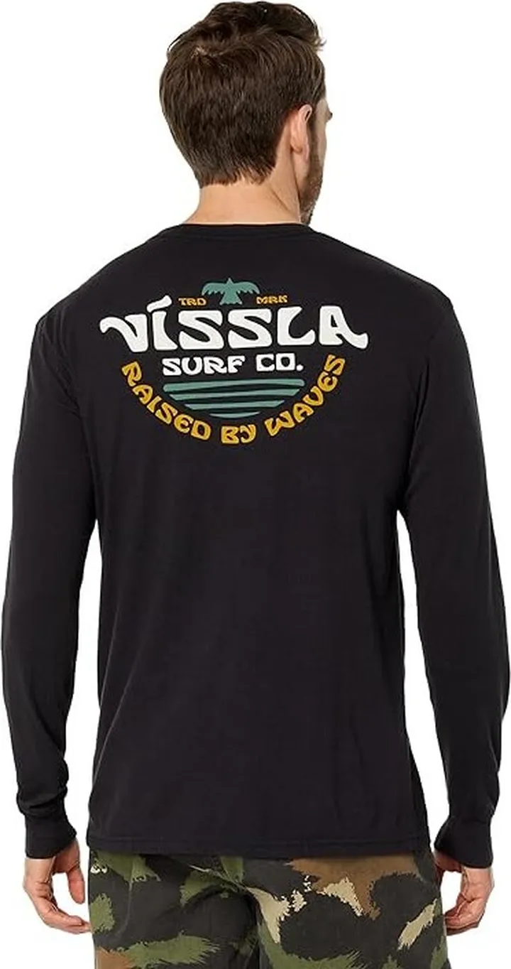 VISSLA West Winds Long Sleeve Pocket Tee (Phantom) Men's Clothing