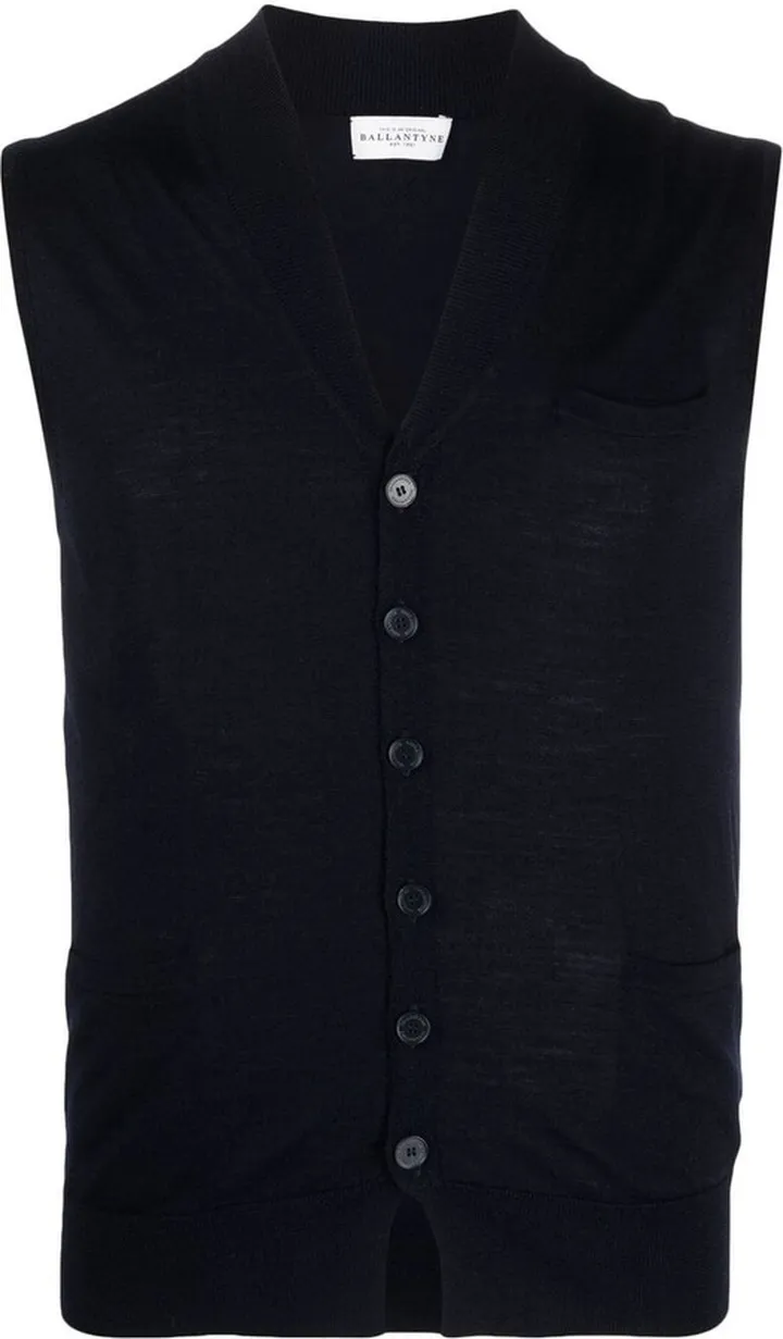 Wool Knit Button-Up Vest