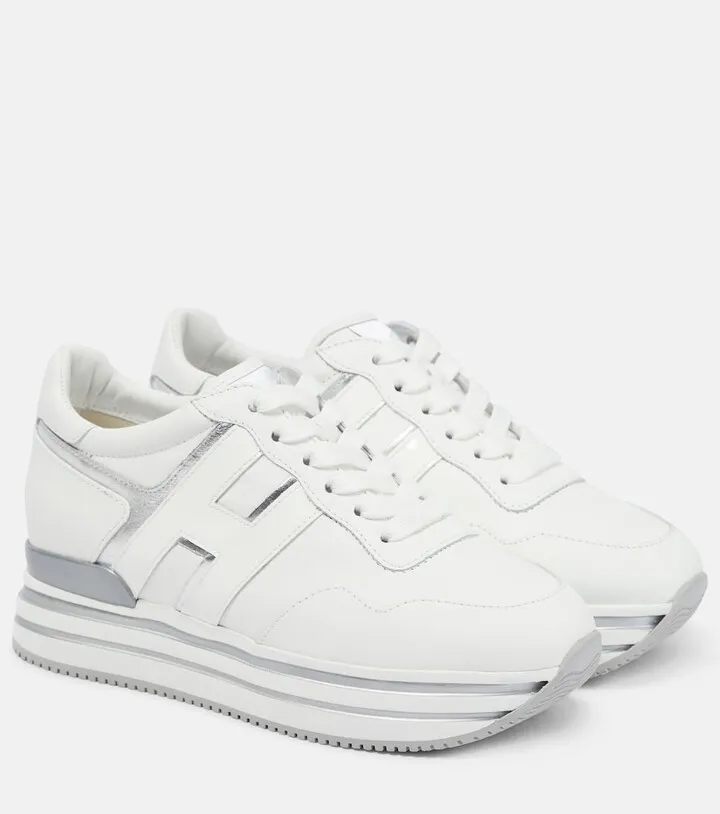 Midi leather platform sneakers