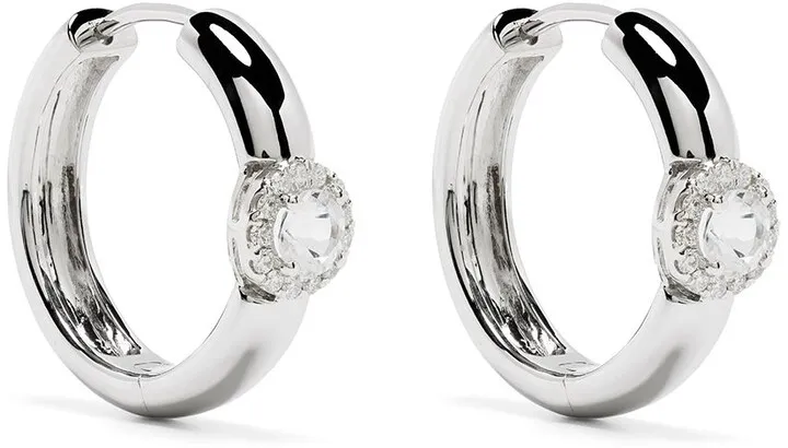 18kt white gold Grace white topaz and diamond hoop earrings
