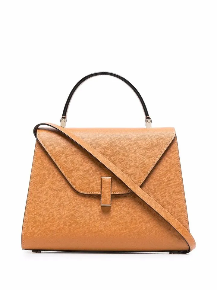 Foldover Leather Tote Bag