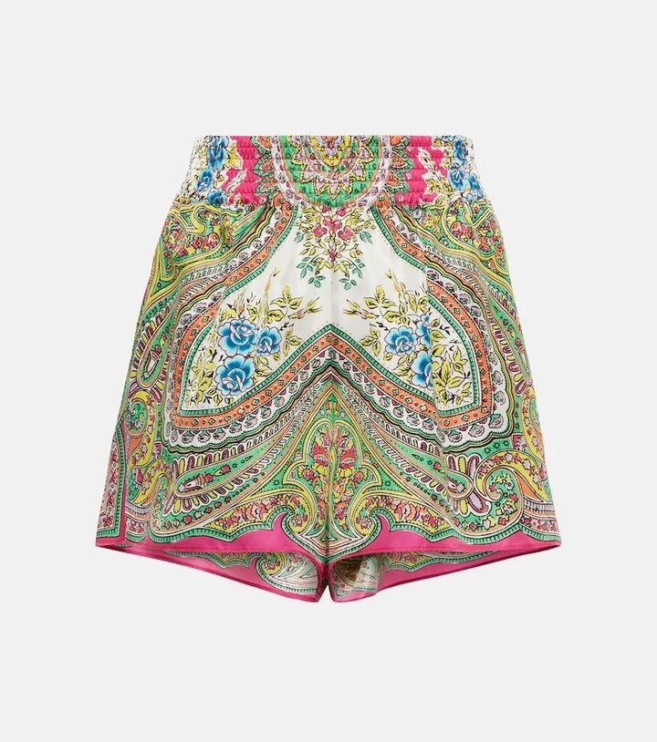 Paisley silk shorts