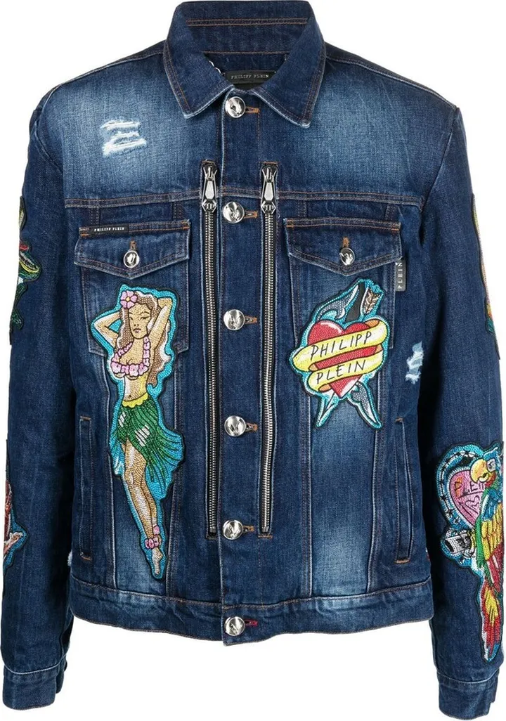 Graphic-Print Denim Jacket