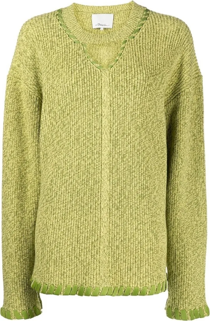 ribbed V-neck jumper