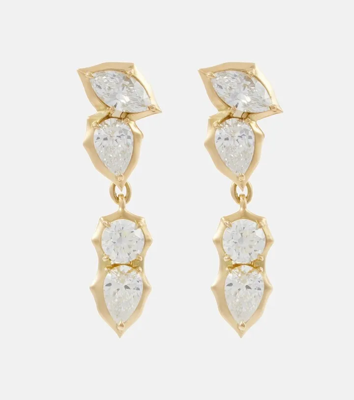 Poppy Single Drops 18kt gold earrings with diamonds