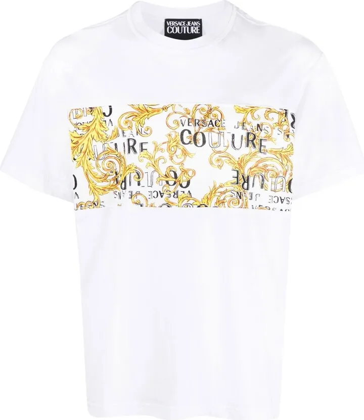 White Logo-Print Short-Sleeve T-Shirt
