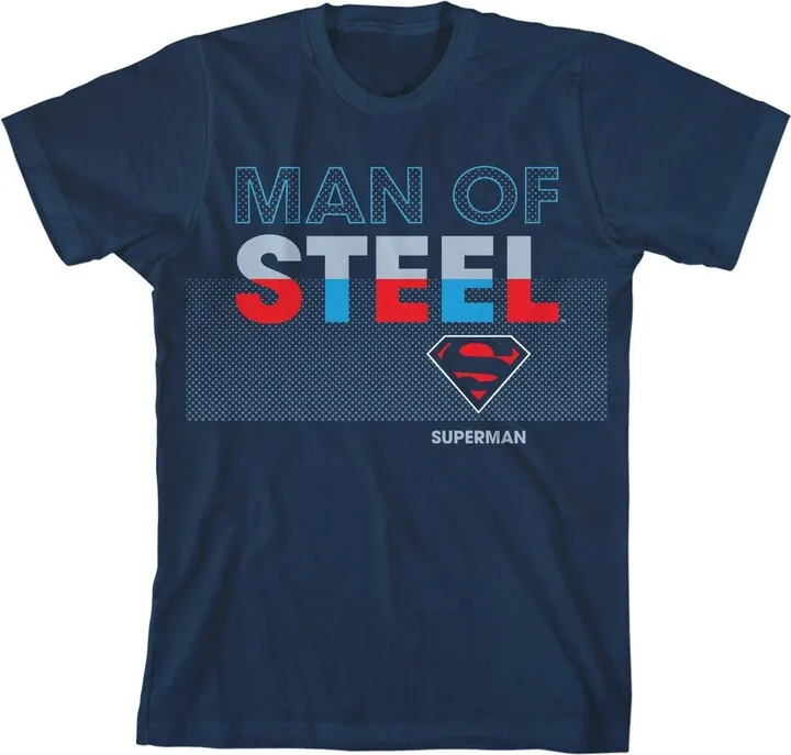Superman Man of Steel Youth Navy Blue Graphic Tee-XL