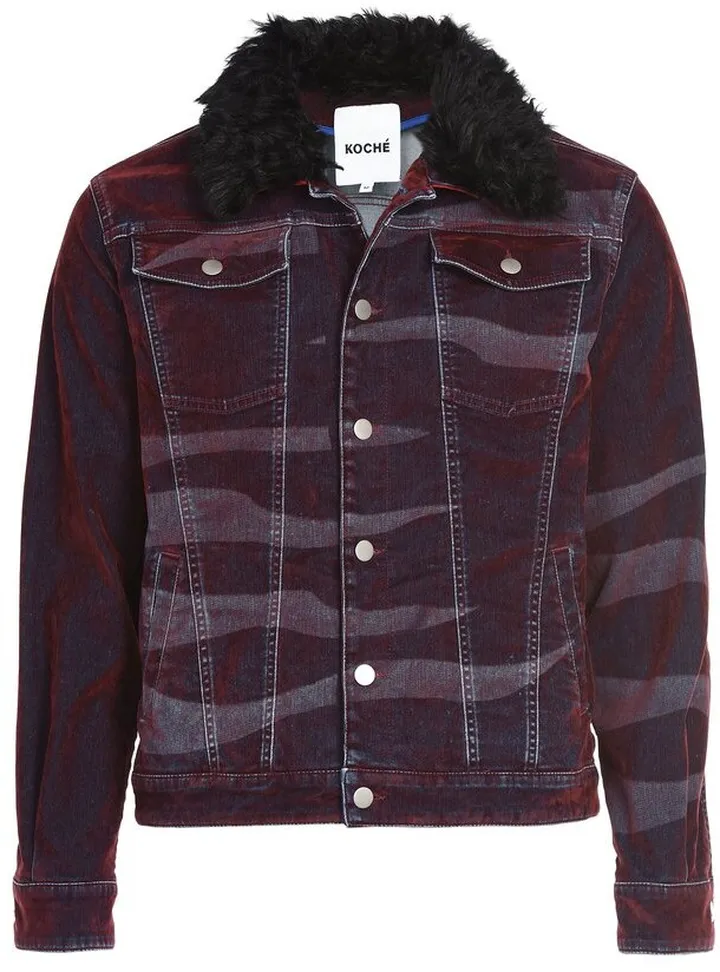 Koché Fur Collar Denim Jacket
