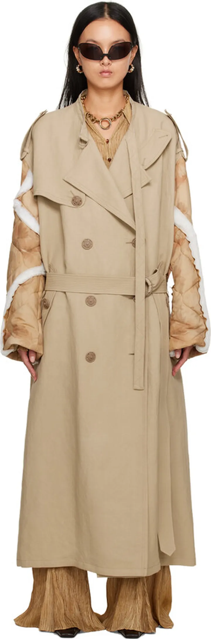 Acne Studios Beige Patchwork Trench Coat