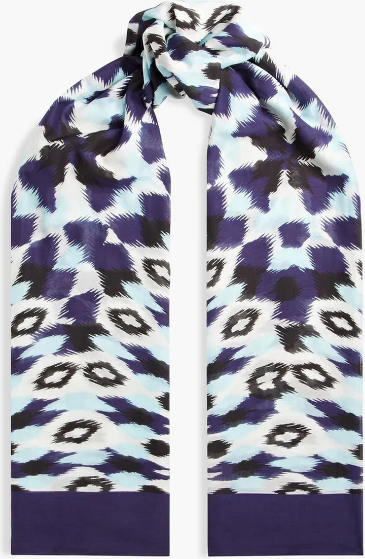 Printed cotton and silk-blend scarf