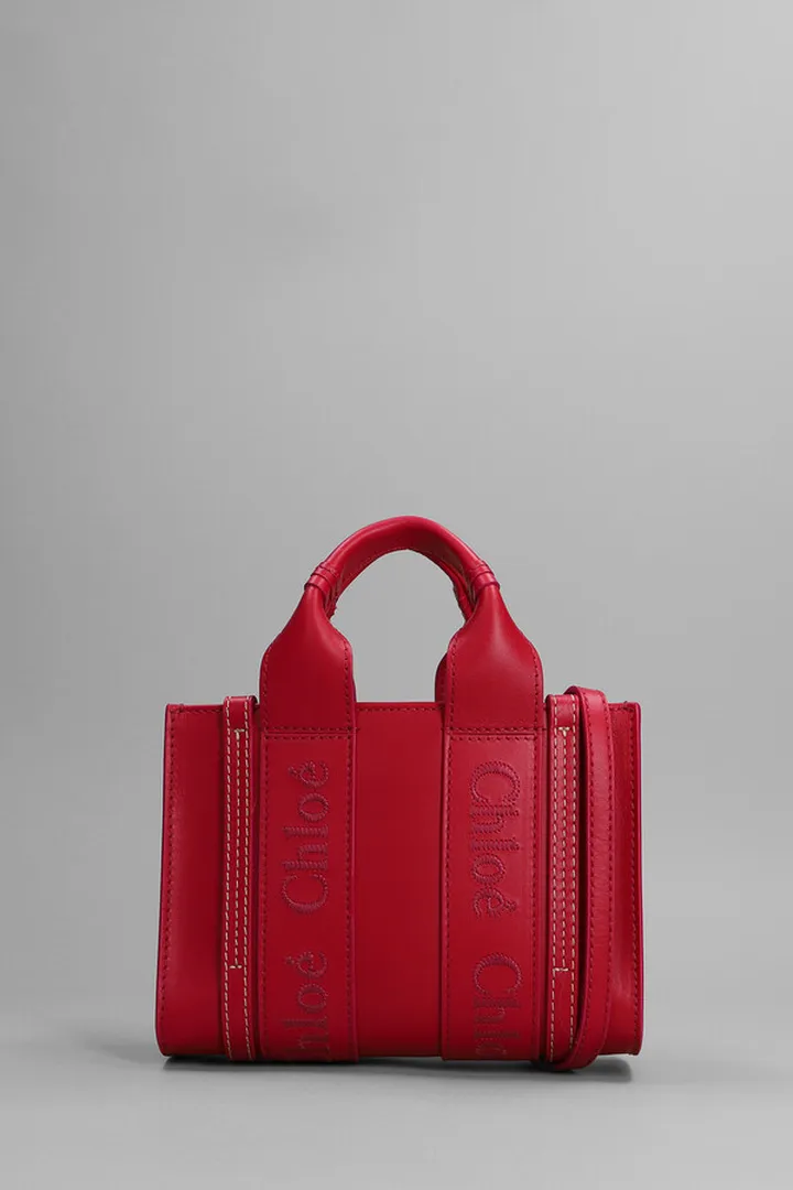 Woody Hand Bag In Rose-pink Leather