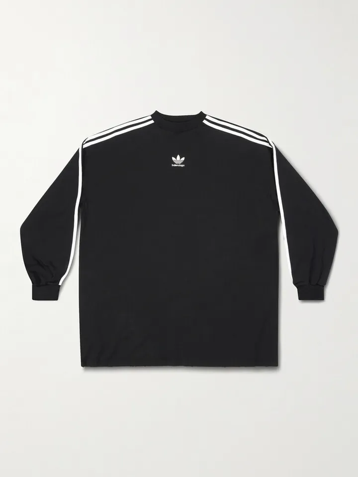 + adidas Oversized Striped Logo-Print Cotton-Jersey T-Shirt