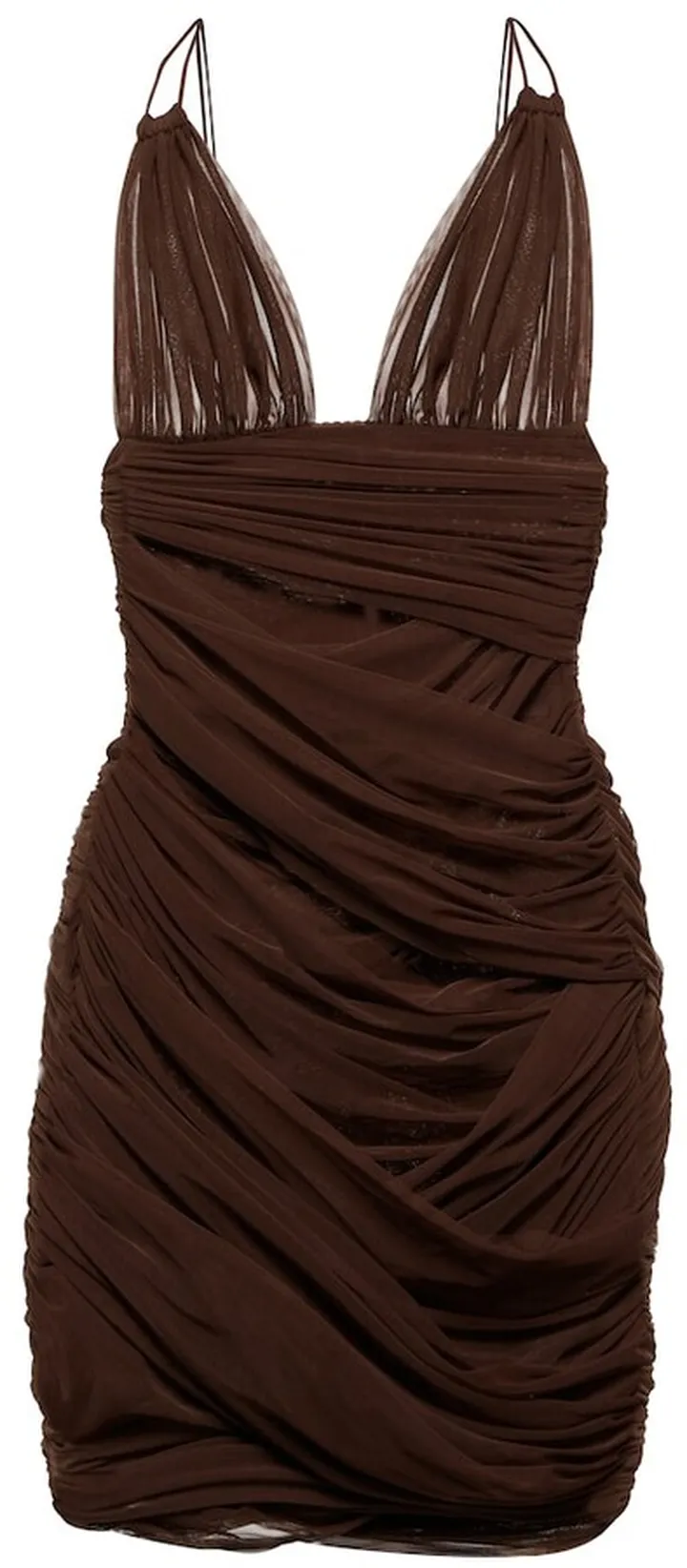V-neck ruched minidress