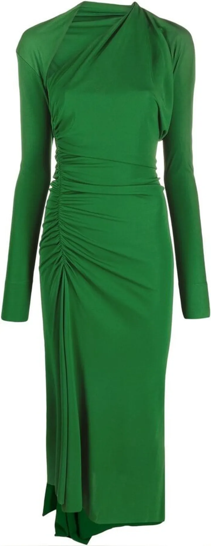 Asymmetric Ruched Midi Dress