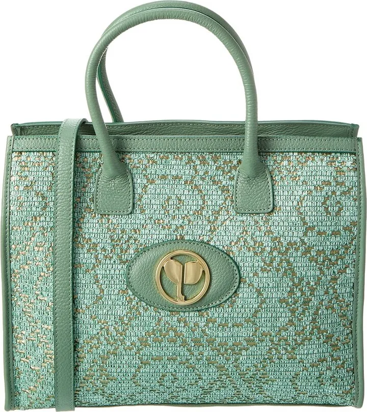 Persaman New York Karla Raffia & Leather Tote