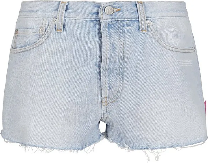 Off-White Frayed Hem Denim Shorts