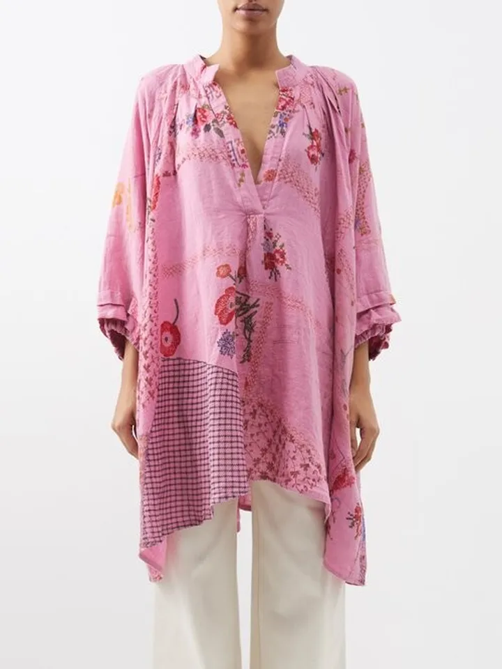 Harper Patchwork Vintage-linen Tunic