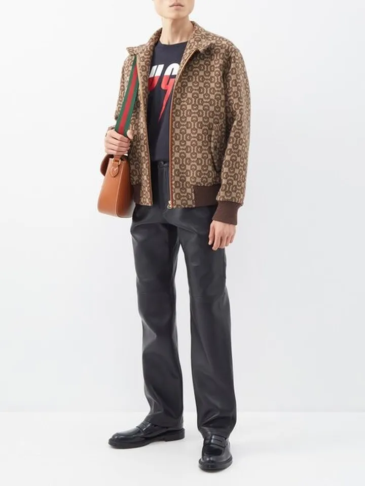 Horsebit-chain Printed Wool-blend Track Jacket