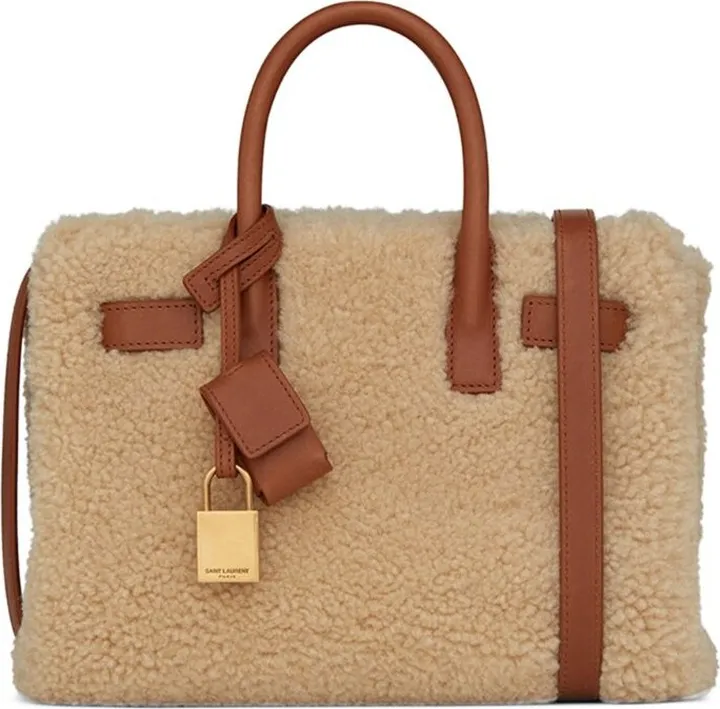 Saint Laurent Nano Sac De Jour Shearling Tote Bag