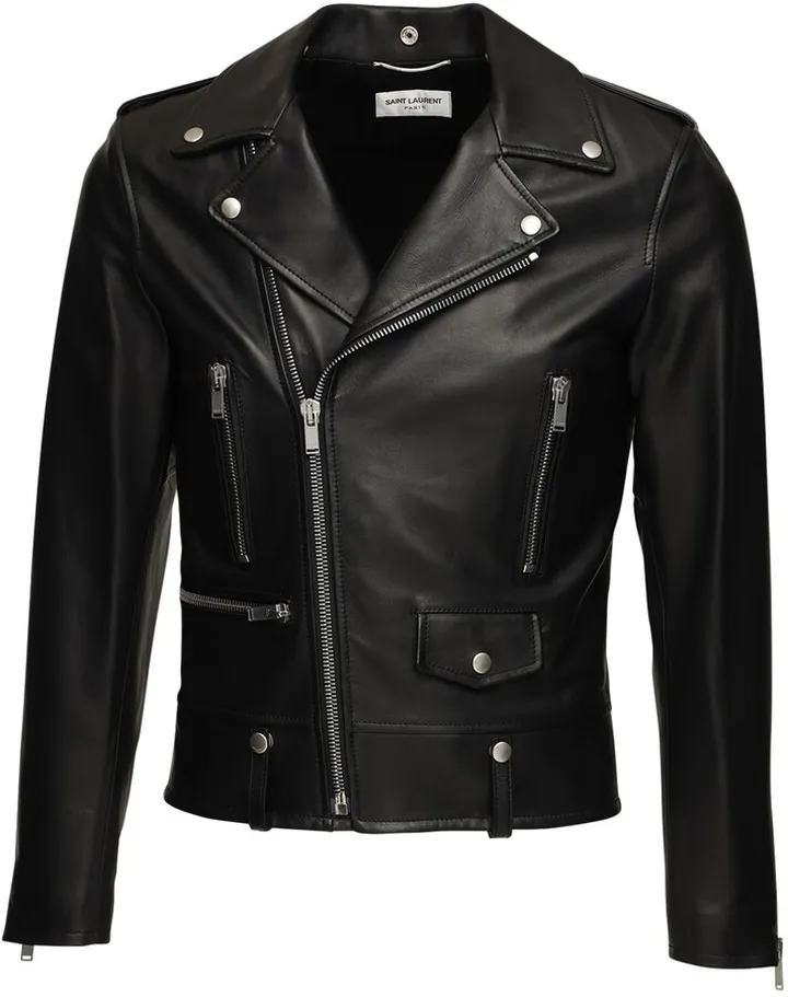 Classic leather biker jacket