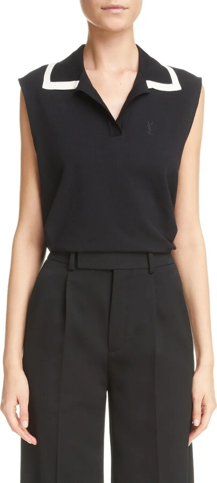 Cotton Blend Piqué Sleeveless Polo Shirt