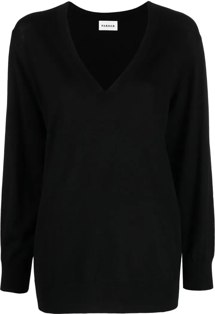 V-neck wool knitted top