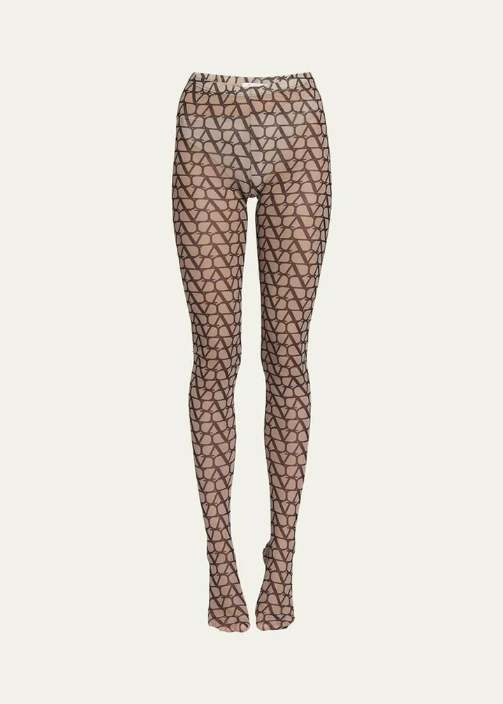 Logo-Print Sheer Tights