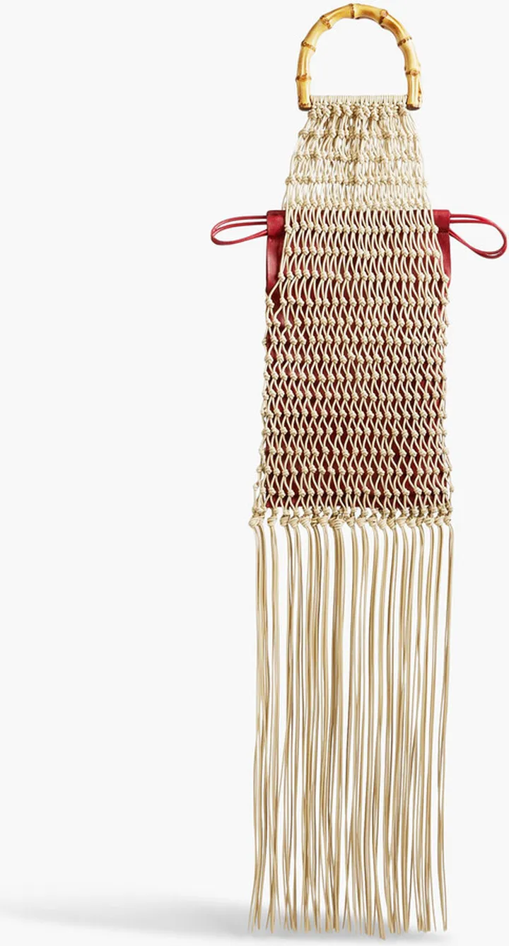 Fringed macramé tote