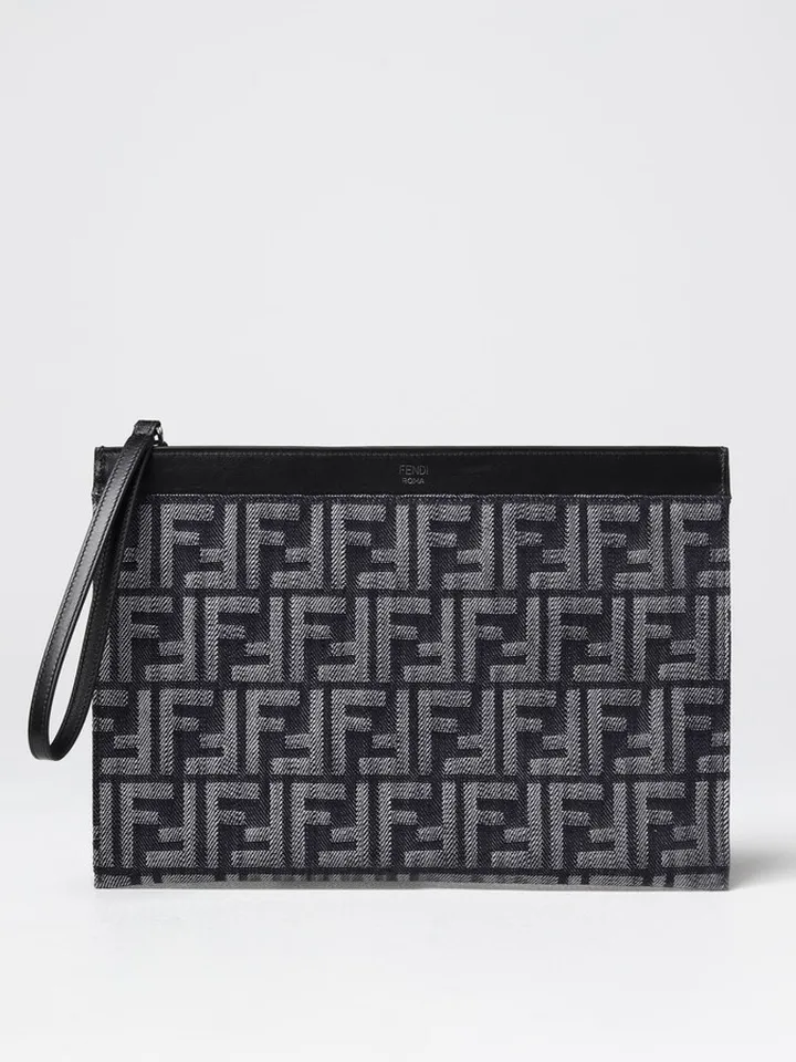 Fendi denim and leather pouch