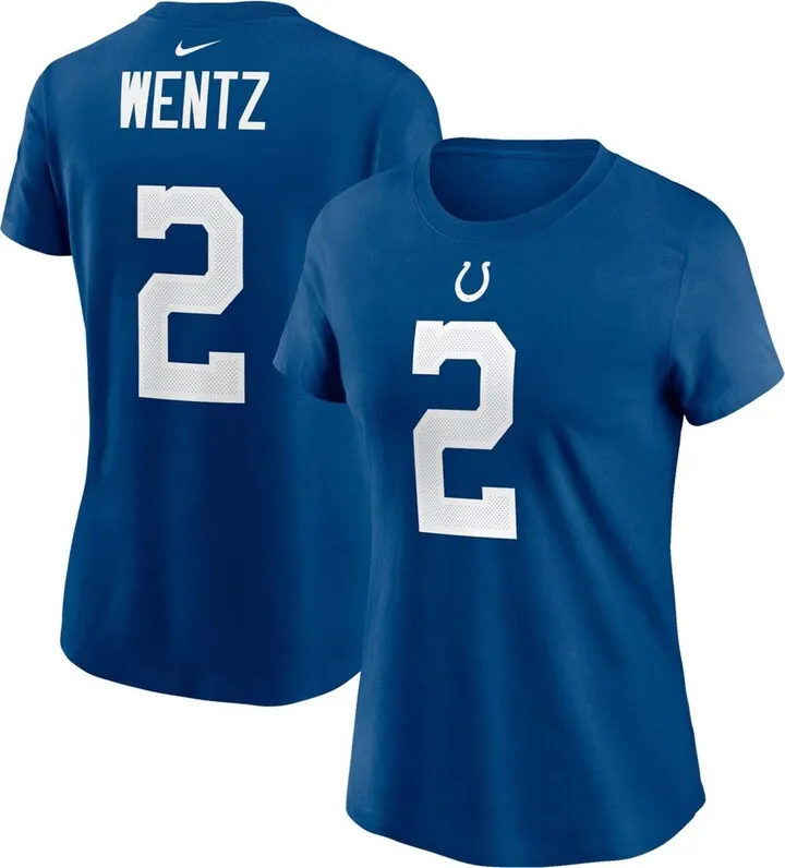 Women's Carson Wentz Royal Indianapolis Colts Name Number T-shirt