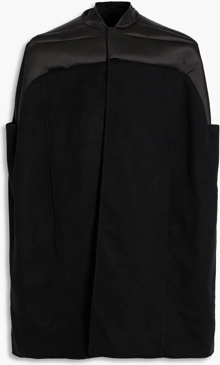 Oversized quilted satin-paneled cashmere cape