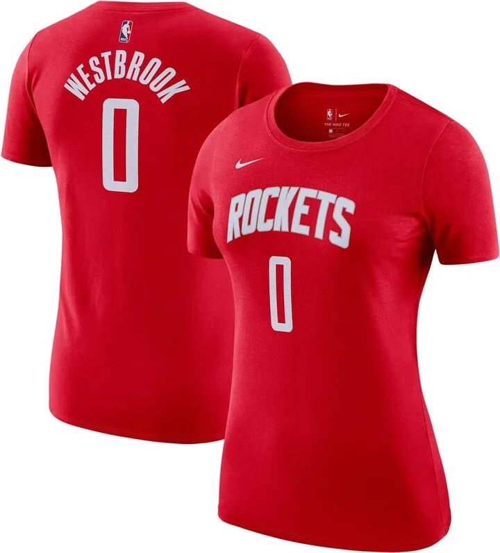 Women's Nike Russell Westbrook Red Houston Rockets Name and Number T-shirt