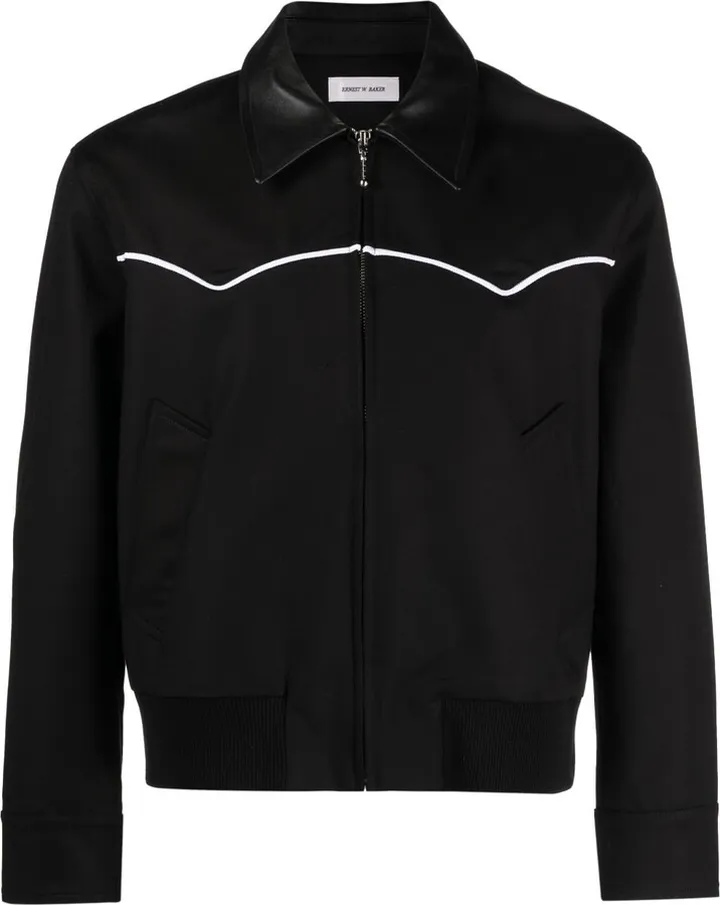 Contrast-Stripe Bomber Jacket