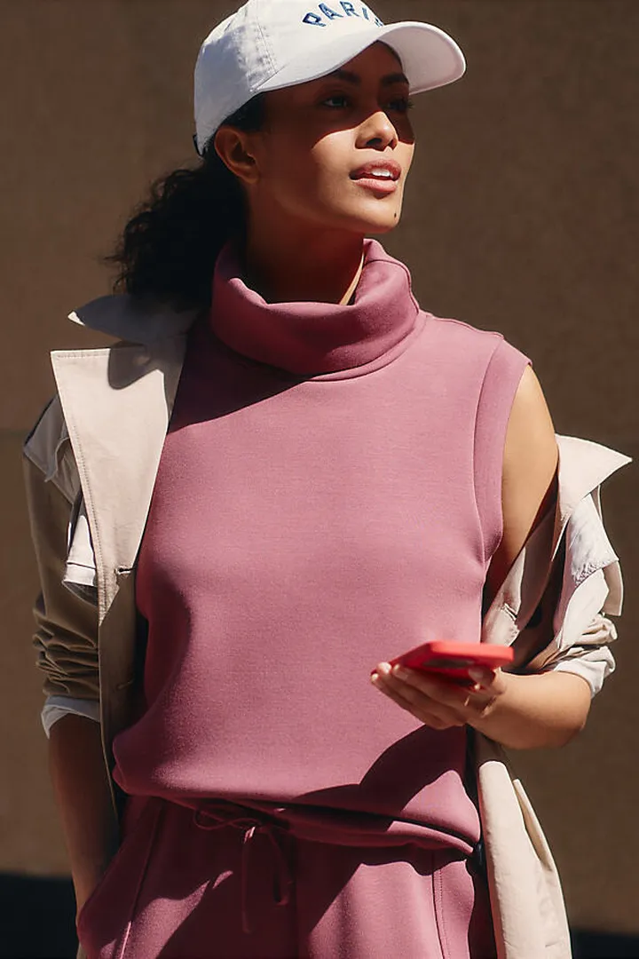Varley Leigh Sleeveless Turtleneck Top Purple