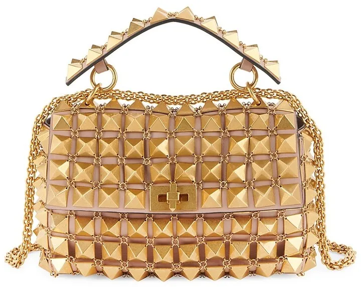 Medium Roman Stud Leather Shoulder Bag