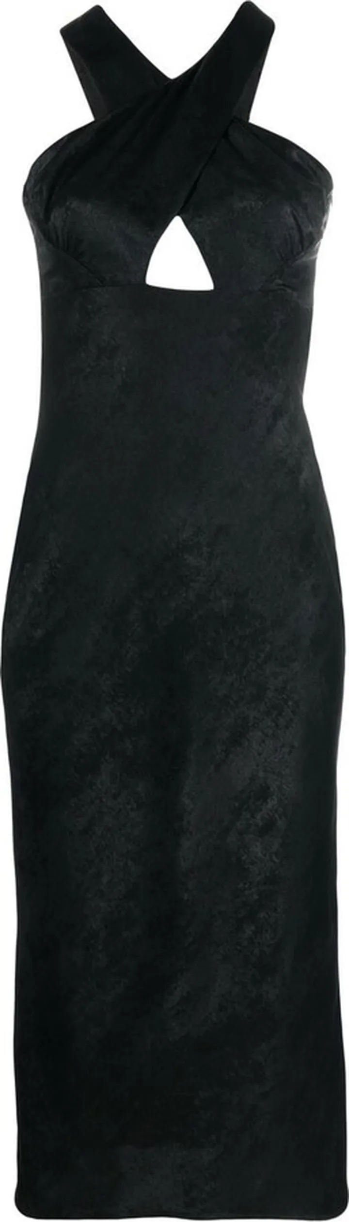 Crossed-Shoulder Halterneck Dress