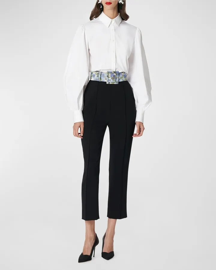 Balloon-Sleeve Collared Shirt
