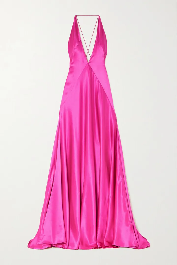 Michael Lo Sordo - Paloma Silk-satin Halterneck Gown - Pink